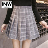 2018 Autumn Plaid Skirt Women Casual High Waist Skirts Female Fashion Pleated Jupe Ladies Fall Xadrez Faldas Femininas