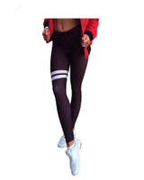 2018 Autumn New Fashion Women Skinny Leggings Black Stripe Fitness Leggings High Elasticity Patchwork Legency Leggings