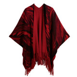 2018 Autumn New Cardigan Women Winter Poncho Cape Top Tassel Fringed Cardigan Print Sweater Scarf Women Coat Red/Grey/Khaki