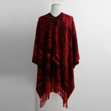 2018 Autumn New Cardigan Women Winter Poncho Cape Top Tassel Fringed Cardigan Print Sweater Scarf Women Coat Red/Grey/Khaki