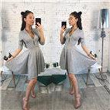 2018 Autumn Fashion Women Bust Zippers Dress Solid Pleated V-neck Sexy Ladies Dresses Evening Party Bodycon Mini Dress vestidos