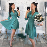 2018 Autumn Fashion Women Bust Zippers Dress Solid Pleated V-neck Sexy Ladies Dresses Evening Party Bodycon Mini Dress vestidos