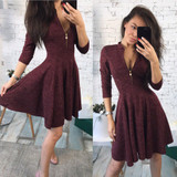 2018 Autumn Fashion Women Bust Zippers Dress Solid Pleated V-neck Sexy Ladies Dresses Evening Party Bodycon Mini Dress vestidos