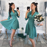 2018 Autumn Fashion Women Bust Zippers Dress Solid Pleated V-neck Sexy Ladies Dresses Evening Party Bodycon Mini Dress vestidos