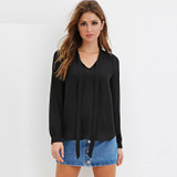 2018 Autumn Fashion Ladies Top V Neck Tops Tee Women Blouse Shirt Long Sleeve Casual Feminine Blouses Plus Size Women Clothing