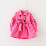 2018 Autumn Baby Girls Jacket Coat Toddler Clothes Full Sleeve Windbreak With Bow Kids Trench Coat Outerwear Coat Tops Baby Girl