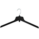 Hanger Central Recycled Heavy Duty Plastic Coat Hangers with Short Polished Metal Swivel Hooks Outerwear Hangers, 19 Inch, Black, 50 Pack