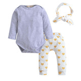 2018 3Pcs/Set Newborn baby girls clothing sets spring Autumn Long Sleeve Romper +Long Pants+Headband Outfits Clothes Sets