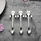 2018 1 Piece Cute Cat Spoon Long Handle Spoons Flatware Drinking Tools Kitchen Gadget F24