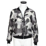 2017Women Fashion Camouflage Print Bomber Basic Coat Long Batwing Sleeve Casual Slim Outfit Autumn Thin Zipper Jacket Ropa Mujer