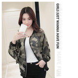 2017Women Fashion Camouflage Print Bomber Basic Coat Long Batwing Sleeve Casual Slim Outfit Autumn Thin Zipper Jacket Ropa Mujer