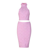 2017Winter Bandage Dress Women Sleeveless 2 Two Piece Set Celebrity Party Sexy Bodycon Night Out Dress women Wholesale Vestidos