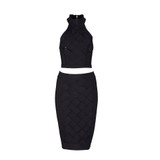 2017Winter Bandage Dress Women Sleeveless 2 Two Piece Set Celebrity Party Sexy Bodycon Night Out Dress women Wholesale Vestidos