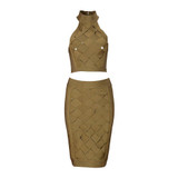 2017Winter Bandage Dress Women Sleeveless 2 Two Piece Set Celebrity Party Sexy Bodycon Night Out Dress women Wholesale Vestidos