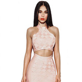 2017Winter Bandage Dress Women Sleeveless 2 Two Piece Set Celebrity Party Sexy Bodycon Night Out Dress women Wholesale Vestidos