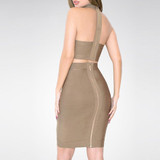 2017Winter Bandage Dress Women Sleeveless 2 Two Piece Set Celebrity Party Sexy Bodycon Night Out Dress women Wholesale Vestidos