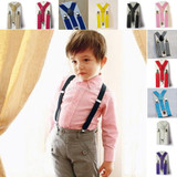 Boys Girls Kid Children Clip on Y Back Elastic Suspenders Slim Adjustable Braces