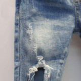 Boys Denim Pants Ripped Jeans For Kids Hip Trousers Fashion Children Jeans With Belt Holes Girl Jeans Pants Kids Denim Trousers