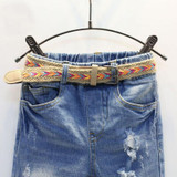 Boys Denim Pants Ripped Jeans For Kids Hip Trousers Fashion Children Jeans With Belt Holes Girl Jeans Pants Kids Denim Trousers