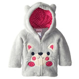 Boys and girls cotton coral velvet warm Outerwear new children's cartoon embroidery Hooded coat Baby Jacket Clothes for 1-5 Y