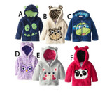 Boys and girls cotton coral velvet warm Outerwear new children's cartoon embroidery Hooded coat Baby Jacket Clothes for 1-5 Y