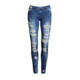 Boyfriend Jeans Women Pencil Pants Trousers Ladies Casual Stretch Skinny Jeans Female Mid Waist Elastic Holes Pant Fashion 2016