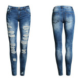 Boyfriend Jeans Women Pencil Pants Trousers Ladies Casual Stretch Skinny Jeans Female Mid Waist Elastic Holes Pant Fashion 2016