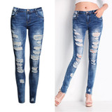 Boyfriend Jeans Women Pencil Pants Trousers Ladies Casual Stretch Skinny Jeans Female Mid Waist Elastic Holes Pant Fashion 2016
