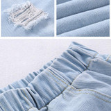 Boyfriend Jeans For Women 2017 Summer High-Waist Denim Trousers Harem Hole Ripped Pants Female Elastic Waist Jeans