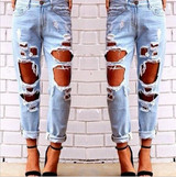Boyfriend Hole Ripped Jeans Women Pants Europe and the United States Loose New Sexy Exaggerated Vintage Straight Jeans Trousers