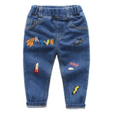 Boy sembroidery jeans 2017 Fashion Boys Jeans for Spring Fall Children's Denim Trousers Kids Blue Designed Pants free shipping