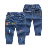 Boy sembroidery jeans 2017 Fashion Boys Jeans for Spring Fall Children's Denim Trousers Kids Blue Designed Pants free shipping