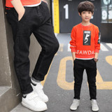 Boy Pants Boy Thickening Casual Black Jeans