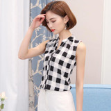 BIBOYAMALL Women Blouse Fashion 2017 Summer Chiffon Blouse Plus Size Sleeveless Print Casual Shirt Tops Women Work V-neck Blusa