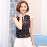 BIBOYAMALL Women Blouse Fashion 2017 Summer Chiffon Blouse Plus Size Sleeveless Print Casual Shirt Tops Women Work V-neck Blusa