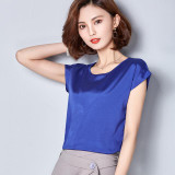 BIBOYAMALL Women Blouse Fashion 2017 Summer Chiffon Blouse Plus Size Short Sleeve Casual Shirt Tops Blusa Feminina Blue Red Pink