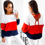 2017 Autumn Winter O-Neck Long Sleeve loose Pullovers back V collar Warm Blouse Women Knitted Sweatshirts pull femme tops