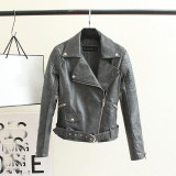 2017 Autumn Winter New Women Motorcycle Faux Leather Jacket Lady Slim Long Sleeve Zipper Coat Hot Clothes Drop Shipping