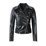2017 Autumn Winter New Women Motorcycle Faux Leather Jacket Lady Slim Long Sleeve Zipper Coat Hot Clothes Drop Shipping