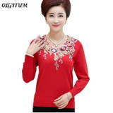 2017 Autumn Winter New Style Middle-aged Women Wool Sweater High-quality Large Size Mother Loaded Long-sleeved warm softsweater