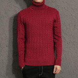 2017 Autumn Winter New Solid Turtleneck Fashion Mens Knitted Sweaters Pull Homme Pullovers Casual Sweater Men Sueter Hombre