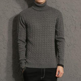 2017 Autumn Winter New Solid Turtleneck Fashion Mens Knitted Sweaters Pull Homme Pullovers Casual Sweater Men Sueter Hombre