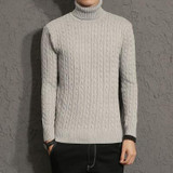 2017 Autumn Winter New Solid Turtleneck Fashion Mens Knitted Sweaters Pull Homme Pullovers Casual Sweater Men Sueter Hombre