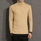 2017 Autumn Winter New Solid Turtleneck Fashion Mens Knitted Sweaters Pull Homme Pullovers Casual Sweater Men Sueter Hombre