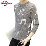 2017 Autumn Winter New Fashion Casual Sweater Men Wool Knit Print Pullover Man Brand Sueter Hombre Gray Wool Coat Male