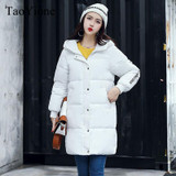 2017 Autumn Winter New Fahion Women's Down Jacket Hooded Cotton Long Coat Jackets Women Parkas Zipper Ladies Outwear Parkas