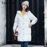 2017 Autumn Winter New Fahion Women's Down Jacket Hooded Cotton Long Coat Jackets Women Parkas Zipper Ladies Outwear Parkas