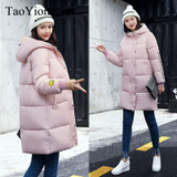 2017 Autumn Winter New Fahion Women's Down Jacket Hooded Cotton Long Coat Jackets Women Parkas Zipper Ladies Outwear Parkas