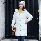 2017 Autumn Winter New Fahion Women's Down Jacket Hooded Cotton Long Coat Jackets Women Parkas Zipper Ladies Outwear Parkas