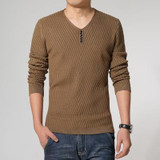2017 Autumn Winter New Arrival Mens Sweater Fashion V Neck Solid Pullover Sweater Men Casual Slim Fit Knitted Mens Pullovers 5XL